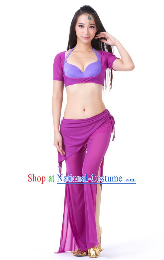 Asian Indian Belly Dance Purple Uniform India Raks Sharki Dress Oriental Dance Clothing for Women