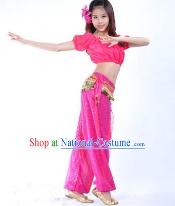 Asian Indian Belly Dance Costume Stage Performance Yoga Rosy Uniform, India Raks Sharki Dress for Women