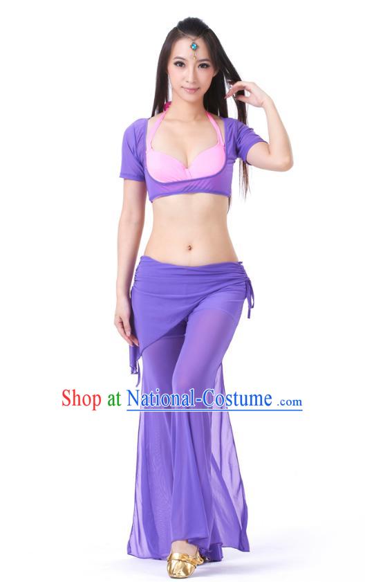 Asian Indian Belly Dance Bluish Violet Uniform India Raks Sharki Dress Oriental Dance Clothing for Women