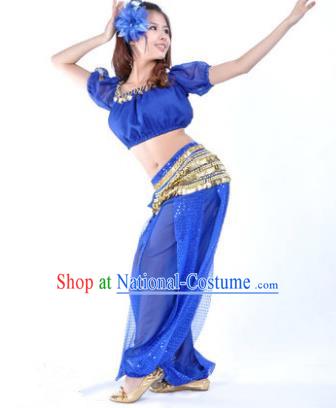 Asian Indian Belly Dance Costume Stage Performance Yoga Royalblue Uniform, India Raks Sharki Dress for Women