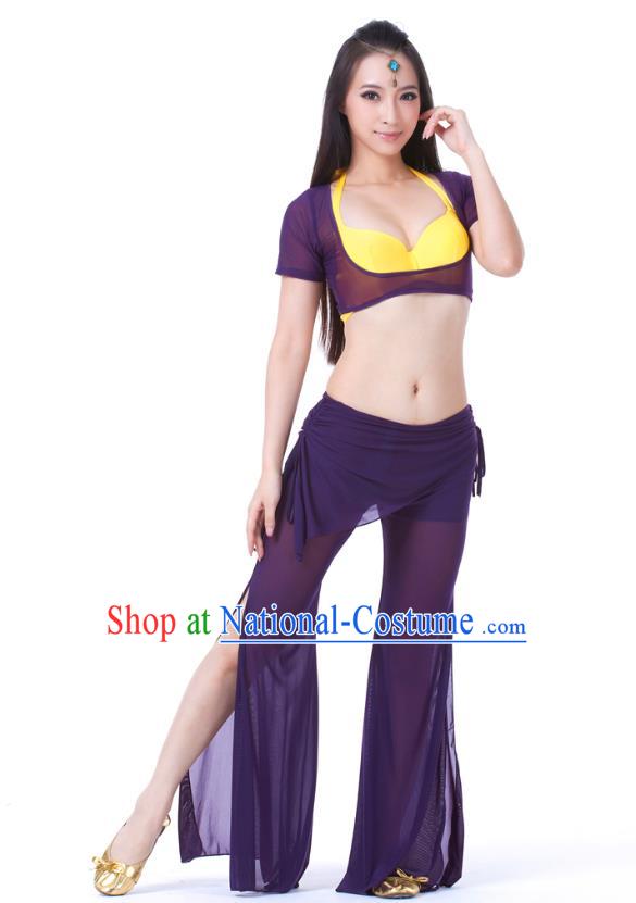 Asian Indian Belly Dance Deep Purple Uniform India Raks Sharki Dress Oriental Dance Clothing for Women