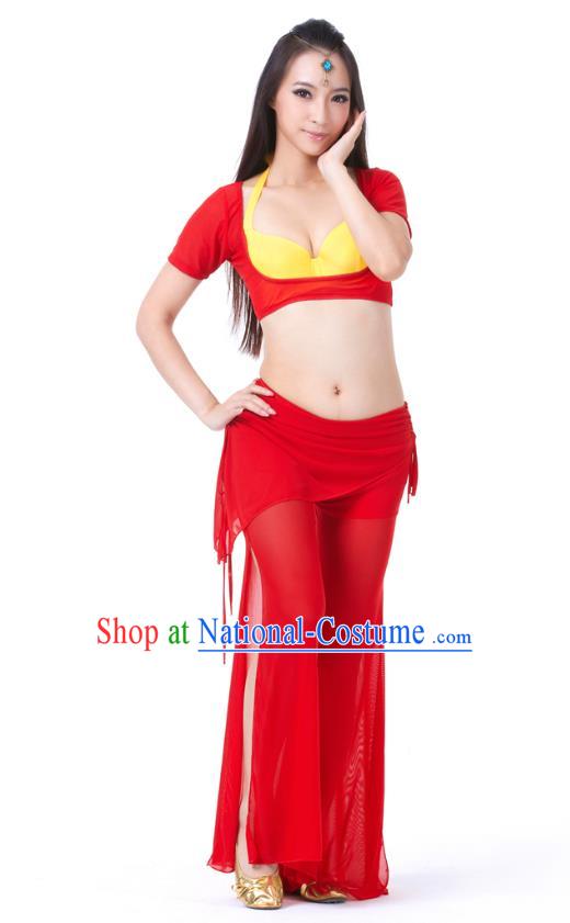 Asian Indian Belly Dance Red Uniform India Raks Sharki Dress Oriental Dance Clothing for Women