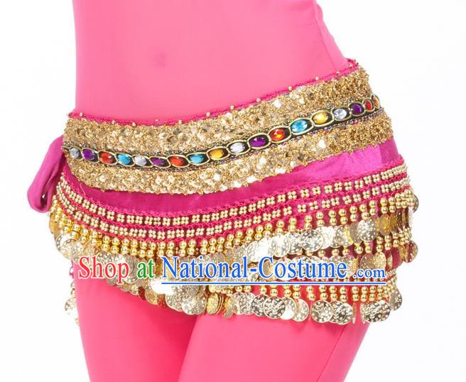 Asian Indian Belly Dance Diamante Waist Accessories Rosy Waistband India Raks Sharki Belts for Women