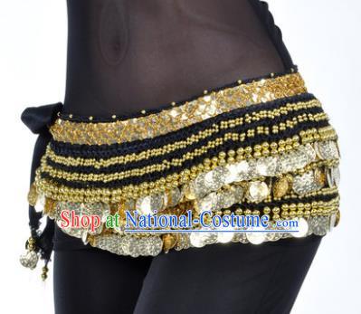 Asian Indian Traditional Belly Dance Black Waist Accessories Waistband India Raks Sharki Belts for Women