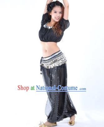 Asian Indian Belly Dance Costume Stage Performance Yoga Black Uniform, India Raks Sharki Dress for Women