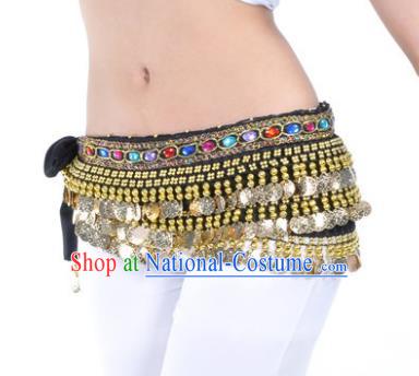 Asian Indian Traditional Belly Dance Black Belts Waistband India Raks Sharki Waist Accessories for Women