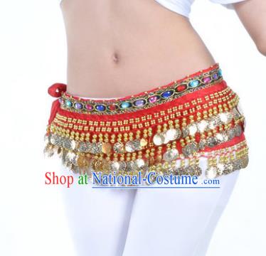 Asian Indian Traditional Belly Dance Red Belts Waistband India Raks Sharki Waist Accessories for Women