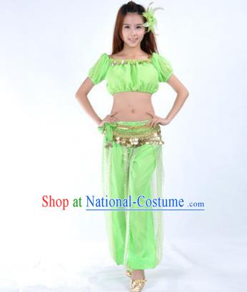 Asian Indian Belly Dance Costume Stage Performance Yoga Light Green Uniform, India Raks Sharki Dress for Women