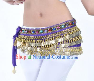 Asian Indian Traditional Belly Dance Purple Belts Waistband India Raks Sharki Waist Accessories for Women