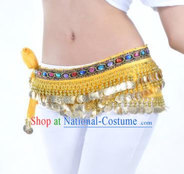 Asian Indian Traditional Belly Dance Yellow Belts Waistband India Raks Sharki Waist Accessories for Women