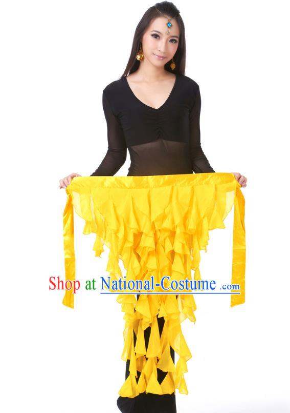 Indian Traditional Belly Dance Belts Yellow Hip Scarf Waistband India Raks Sharki Waist Accessories for Women