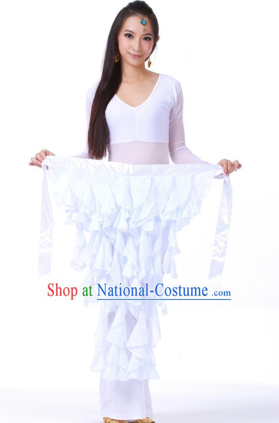 Indian Traditional Belly Dance Belts White Hip Scarf Waistband India Raks Sharki Waist Accessories for Women