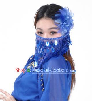 Indian Belly Dance Accessories Royalblue Paillette Yashmak India Traditional Dance Mask Veil for for Women