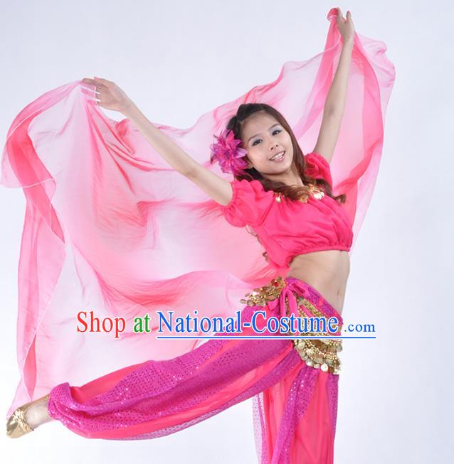 Asian Indian Belly Dance Accessories Rosy Gauze Kerchief India Traditional Dance Scarf for for Women