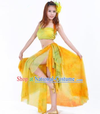 Indian Belly Dance Yoga Yellow Dress, India Raks Sharki Dance Clothing for Women