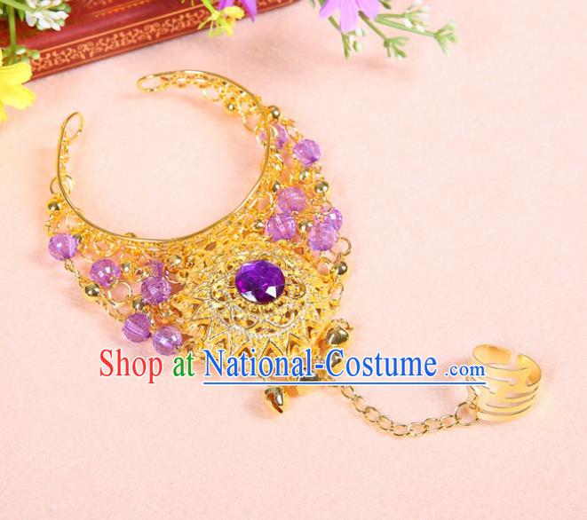 Top Belly Dance Accessories Purple Crystal Bracelets for Women