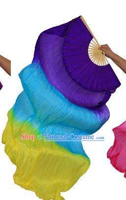 China Folk Dance Three-colour Folding Fans Yanko Dance Purple Silk Fans for for Women