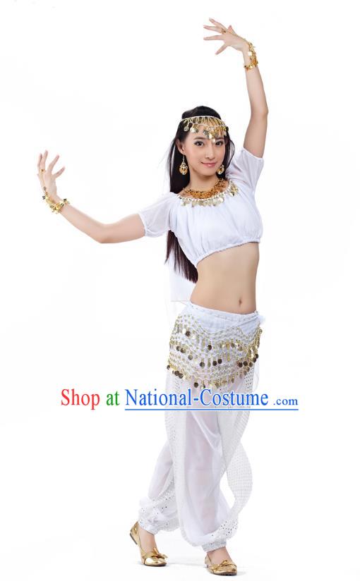 Top Indian Bollywood Belly Dance Costume Oriental Dance White Dress, India Raks Sharki Clothing for Women