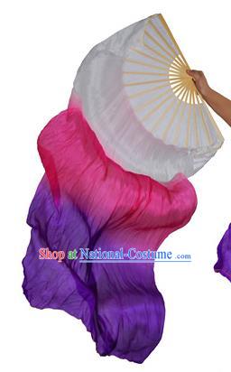 China Folk Dance Folding Fans Yanko Dance Rosy Purple Silk Fans for for Women