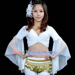 Indian Oriental Dance Belly Dance Costume Upper Outer Garment India Raks Sharki White Blouse for Women