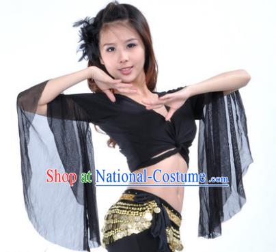 Indian Oriental Dance Belly Dance Costume Upper Outer Garment India Raks Sharki Black Blouse for Women