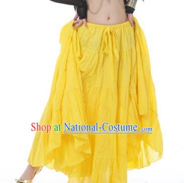 Indian Oriental Belly Dance Costume Yellow Bust Skirt, India Raks Sharki Bollywood Dance Clothing for Women