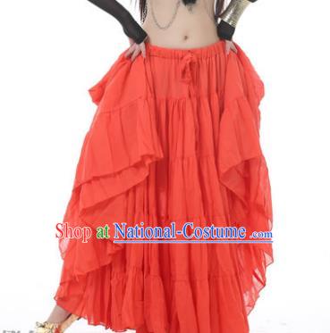 Indian Oriental Belly Dance Costume Orange Bust Skirt, India Raks Sharki Bollywood Dance Clothing for Women