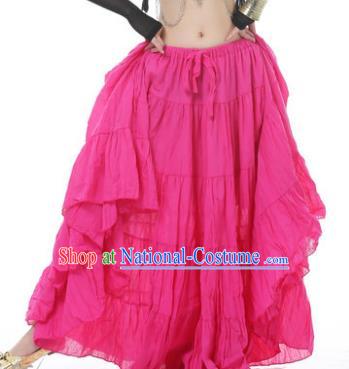 Indian Oriental Belly Dance Costume Rosy Bust Skirt, India Raks Sharki Bollywood Dance Clothing for Women