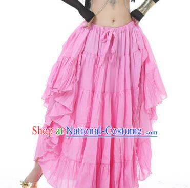 Indian Oriental Belly Dance Costume Pink Bust Skirt, India Raks Sharki Bollywood Dance Clothing for Women