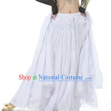 Indian Oriental Belly Dance Costume White Bust Skirt, India Raks Sharki Bollywood Dance Clothing for Women