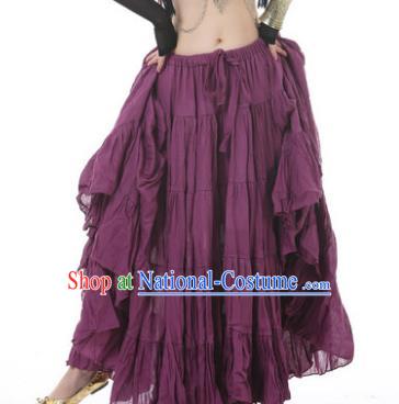 Indian Oriental Belly Dance Costume Purple Bust Skirt, India Raks Sharki Bollywood Dance Clothing for Women