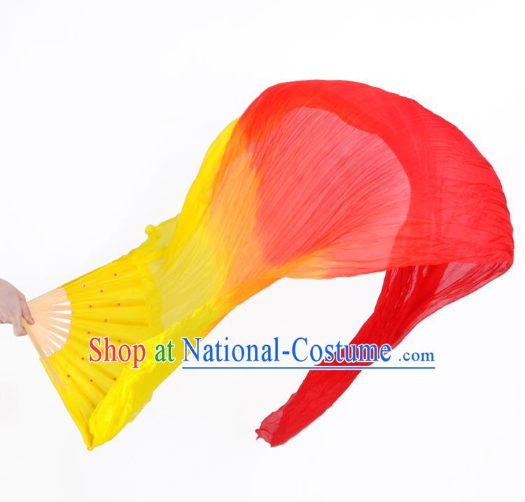 China Folk Dance Folding Fans Yanko Dance Gradient Silk Fans for Women