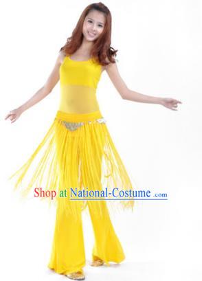 Indian Belly Dance Yoga Yellow Suits, India Raks Sharki Dance Clothing for Women