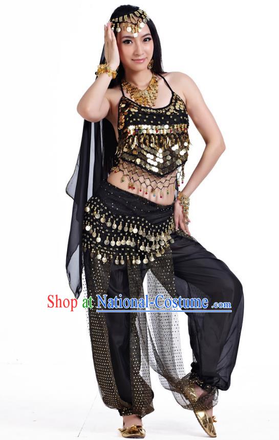 Indian Belly Dance Costume Bollywood Oriental Dance Black Clothing for Women