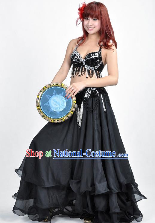 Indian Belly Dance Black Dress Bollywood Oriental Dance Clothing for Women