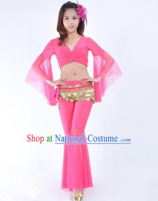 Asian Indian Belly Dance Training Pink Uniform India Bollywood Oriental Dance Clothing for Women