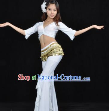 Indian Traditional Belly Dance White Uniform Asian India Oriental Dance Costume for Women