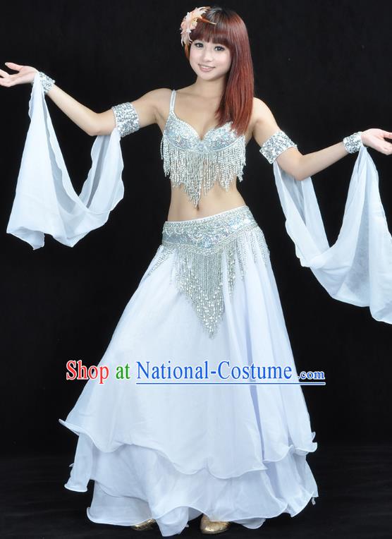 Indian Sexy Belly Dance White Dress Clothing Asian India Oriental Dance Costume for Women