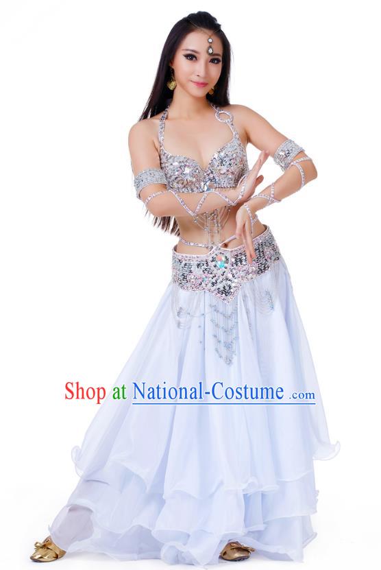 Indian Traditional Belly Dance White Dress Asian India Sexy Oriental Dance Costume for Women