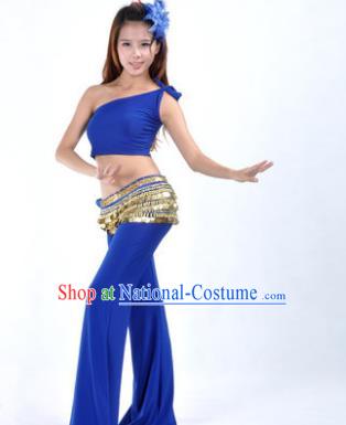 Asian Indian Belly Dance Costume India Oriental Dance Deep Blue Suits for Women