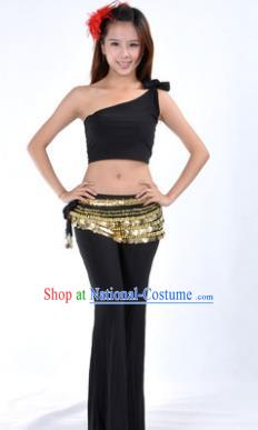 Asian Indian Belly Dance Costume India Oriental Dance Black Suits for Women