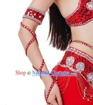 Indian Belly Dance Red Sleevelet India Raks Sharki Accessories Wristlet for Women