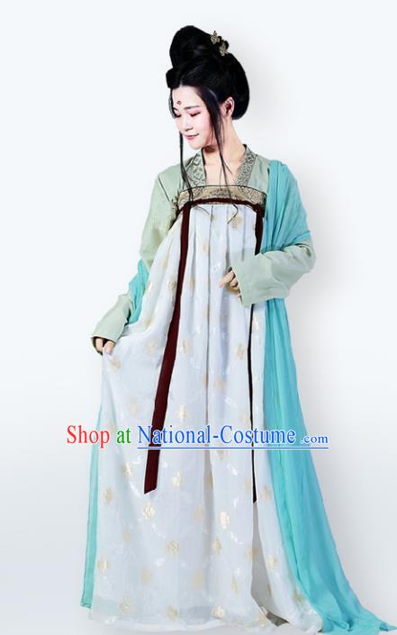 Traditional Chinese Ancient Palace Lady Costume Tang Dynasty Princess Slip Dress for Women