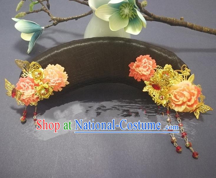 Chinese Handmade Classical Qing Dynasty Princess Wig and Hair Accessories Ancient Manchu Palace Lady Headwear