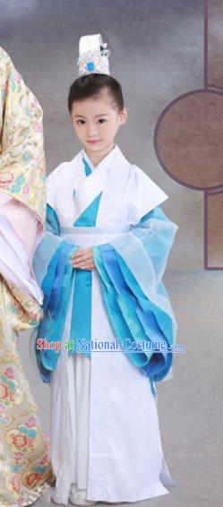 Traditional Chinese Han Dynasty Royal Highness Clothing, Ancient Nobility Prince Costume and Headwear for Kids