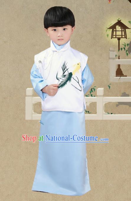 Traditional Chinese Republic of China Nobility Childe Costume Long Robe for Kids