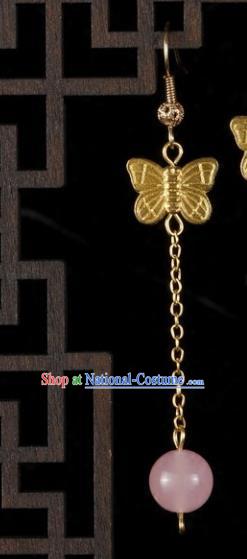 Chinese Handmade Classical Jewelry Accessories Earrings Ancient Palace Lady Pink Eardrop for Women