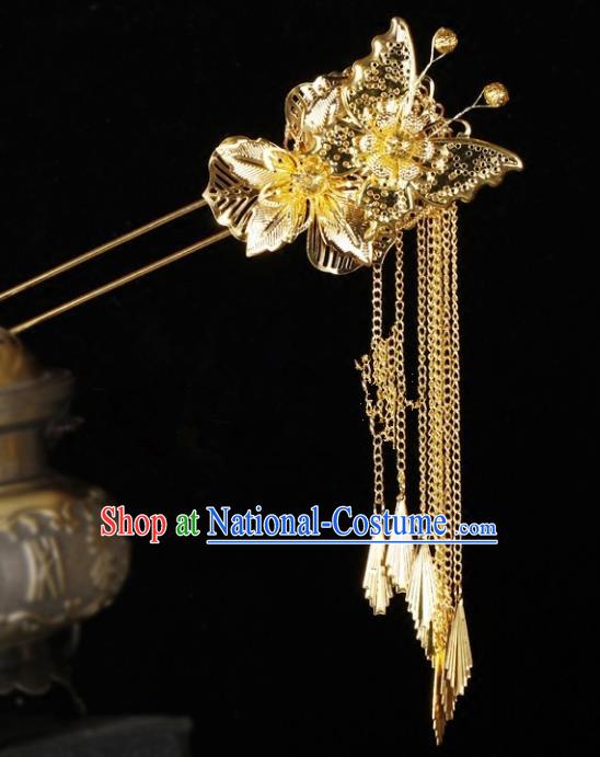 Chinese Handmade Classical Hair Accessories Ancient Palace Lady Wedding Golden Hairpins Headwear for Women