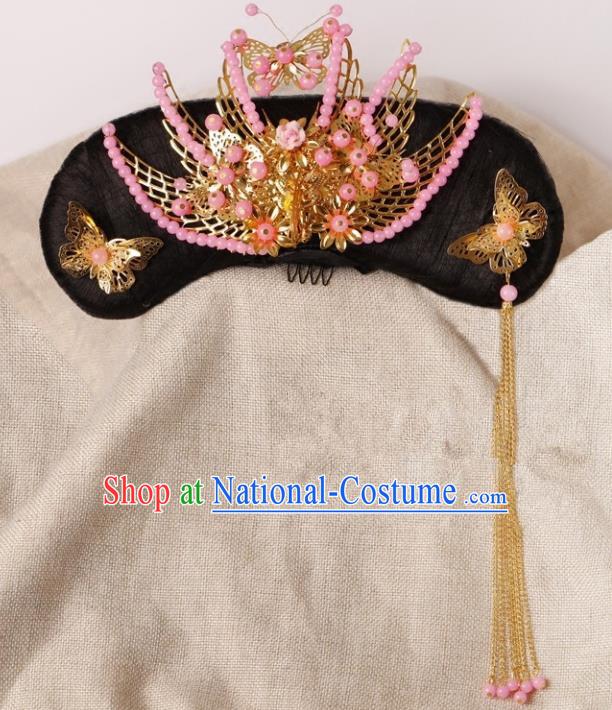 Chinese Handmade Classical Qing Dynasty Palace Princess Hair Accessories Ancient Manchu Lady Headwear Hairpins for Kids