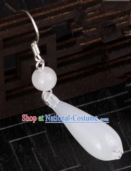 Chinese Handmade Classical Jade Earrings Accessories Ancient Princess Eardrop for Women